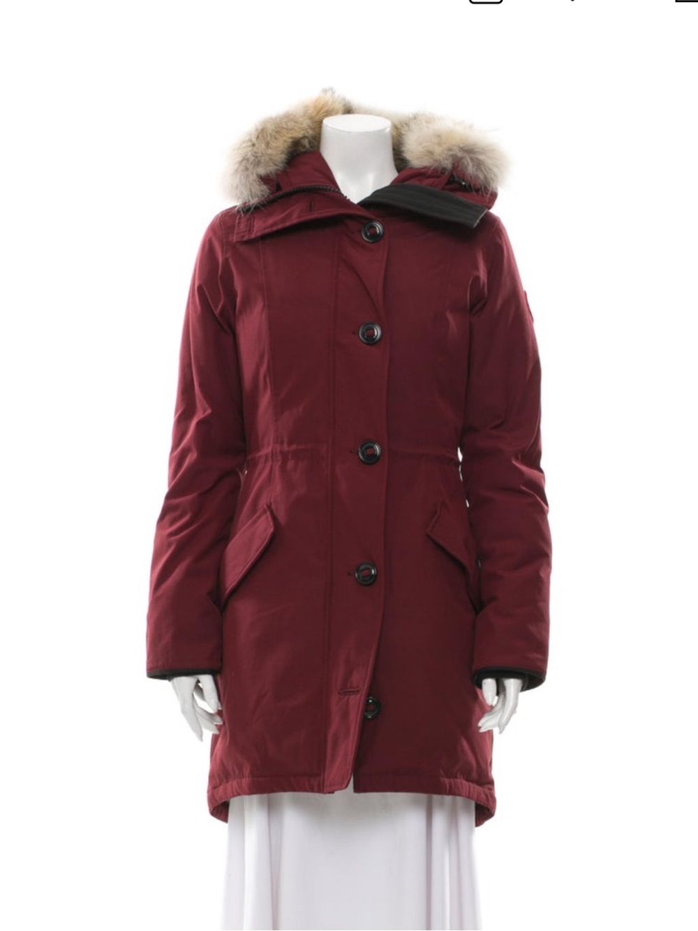 Canada Goose Women's Deep Wine Red Down Parka with Fur-Trim Hood